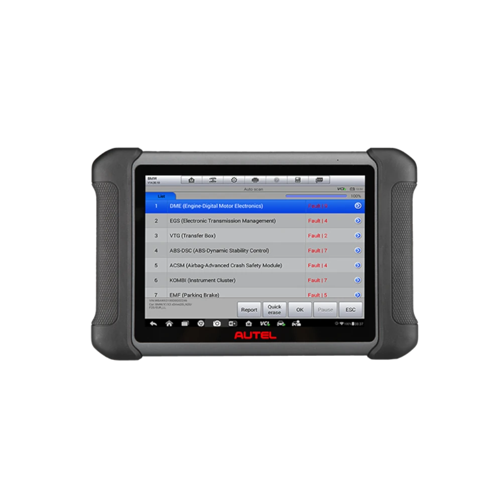 Autel diagnostic scan tool displaying engine control unit faults